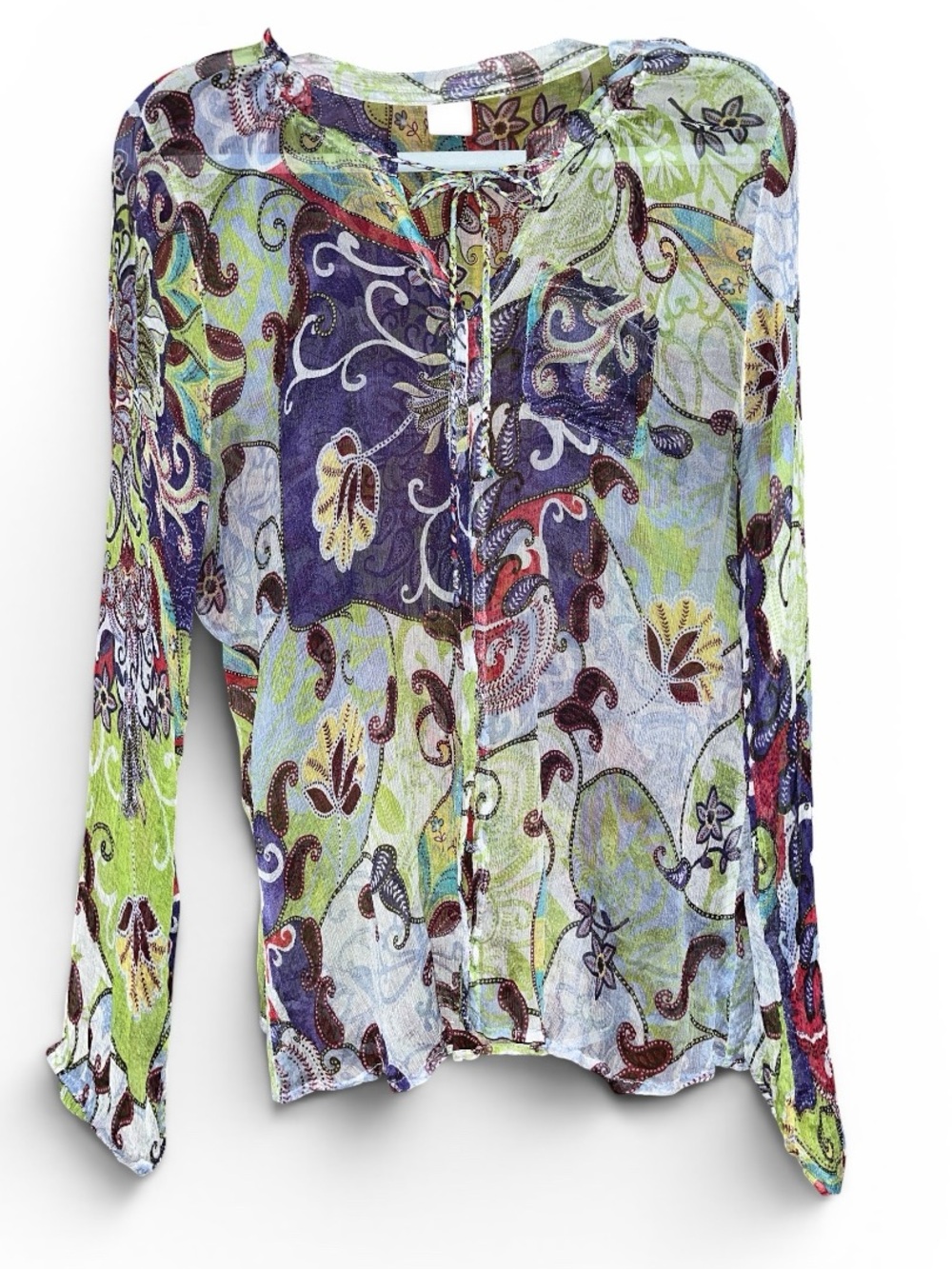 Ecru - Paisley floral semi share button down Y2K